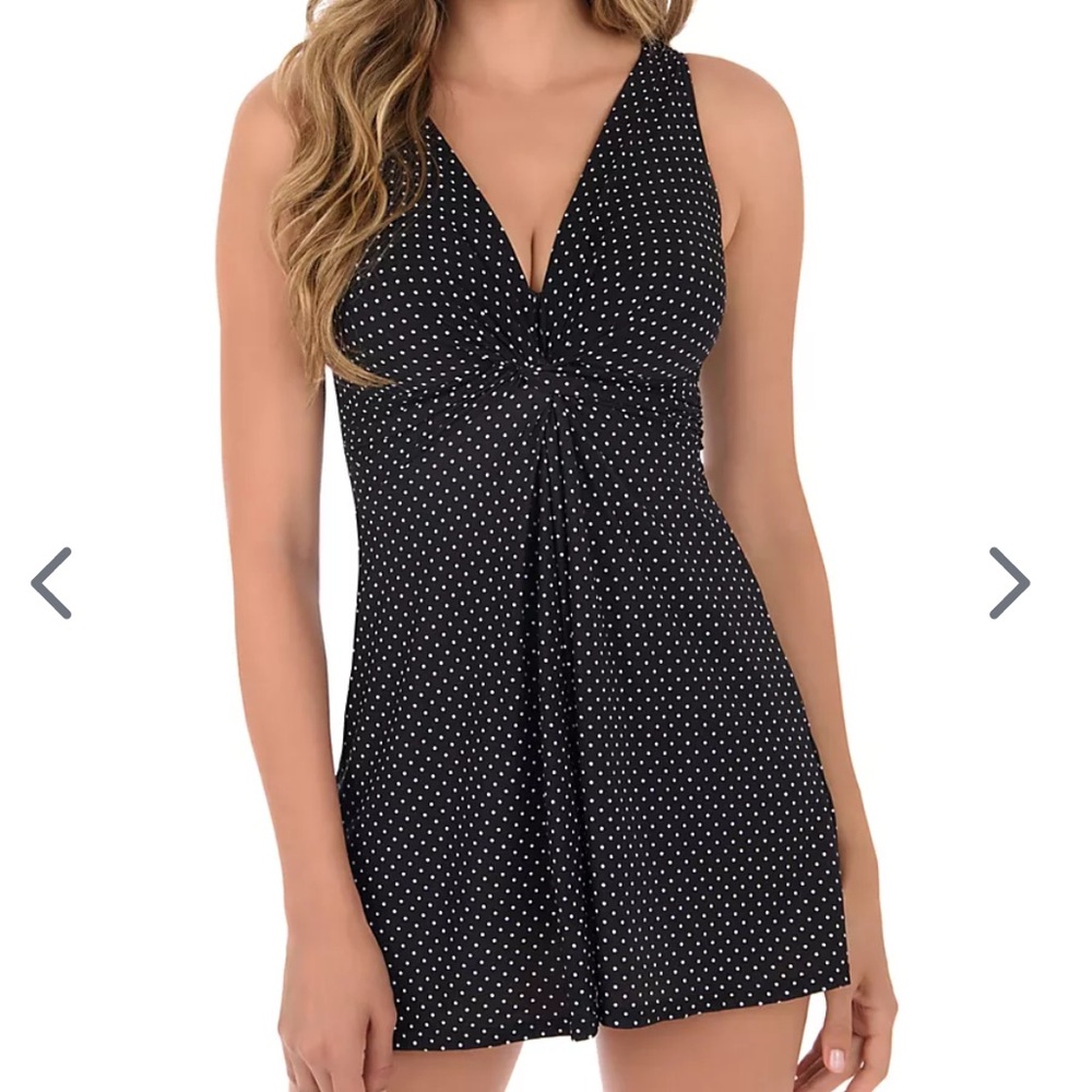 Miraclesuit Black and White Polka Dot Swimsuit NEW